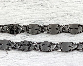 Gunmetal Oval Sequin Link Chain, Shiny Finish, 8x4mm