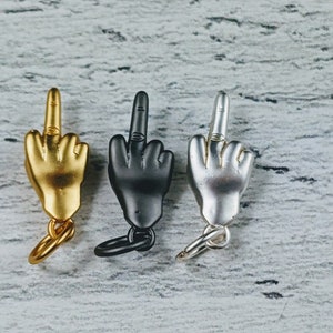 Middle Finger Hand Sign Charms, 1pc. F**K Charm, 1pc. Matte Gold, Silver or Gunmetal, 14mm