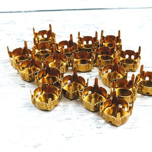 Brass Empty Cup Chain 2 Hole Connector, Link, Bracelet, Rivoli, Crystal, 25pcs. 10mm