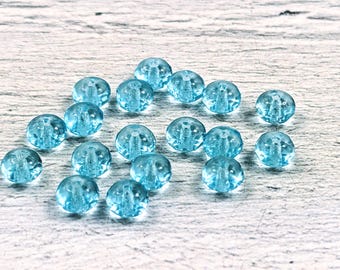 Czech Glass Light Aqua Blue Faceted Rondelle Beads, 3x5mm, 25pcs, Translucent