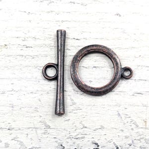 2 Sets Oil Rubbed Bronze Plated Round Toggle Clasp, Connector, Links, Bracelet Clasp, Necklace Clasp, Rustic, Antiqued, 21mm