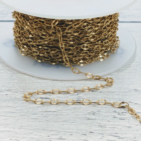 Small Matte Gold Plated Galeria Link Chain, 4x2.5mm, Dainty