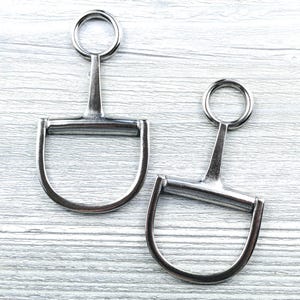 2pcs. Large Antique Silver Plated Horse Snaffle Pendant, Connector, Horse Bit, Equestrian, 96x52mm, Western