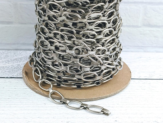 Large Antique Silver Connector Link Chain, Thick Gauge, 13x23mm