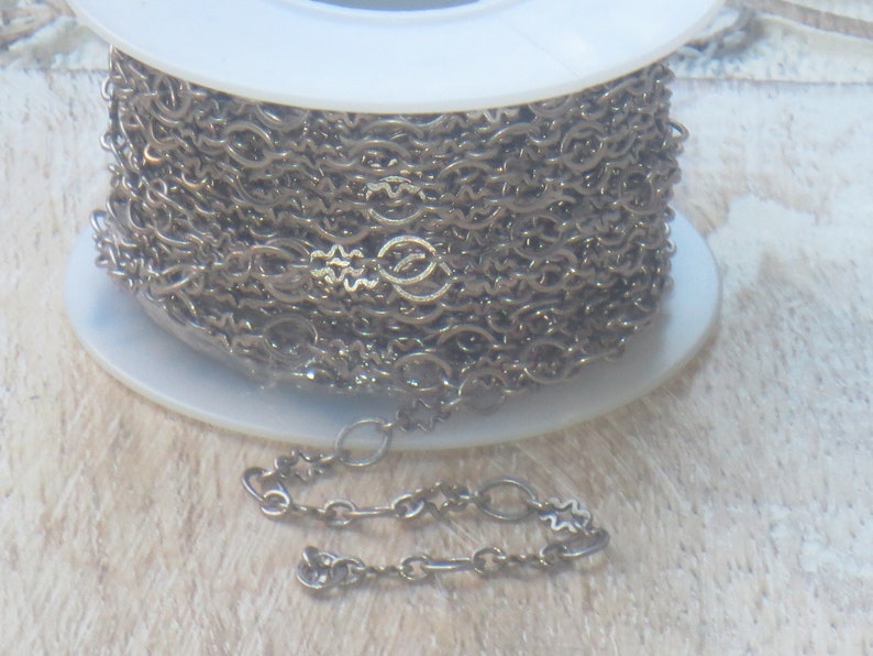 Dainty Antique Silver Circle and Cross Chain