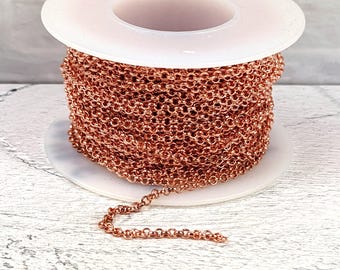 2mm Rolo Chain in Bright Copper, Copper Chain