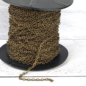 Small Antique Brass Textured Oval Link Chain, 4x2mm