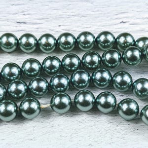 Czech Glass Green Round Pearls, 8mm, 25pcs.