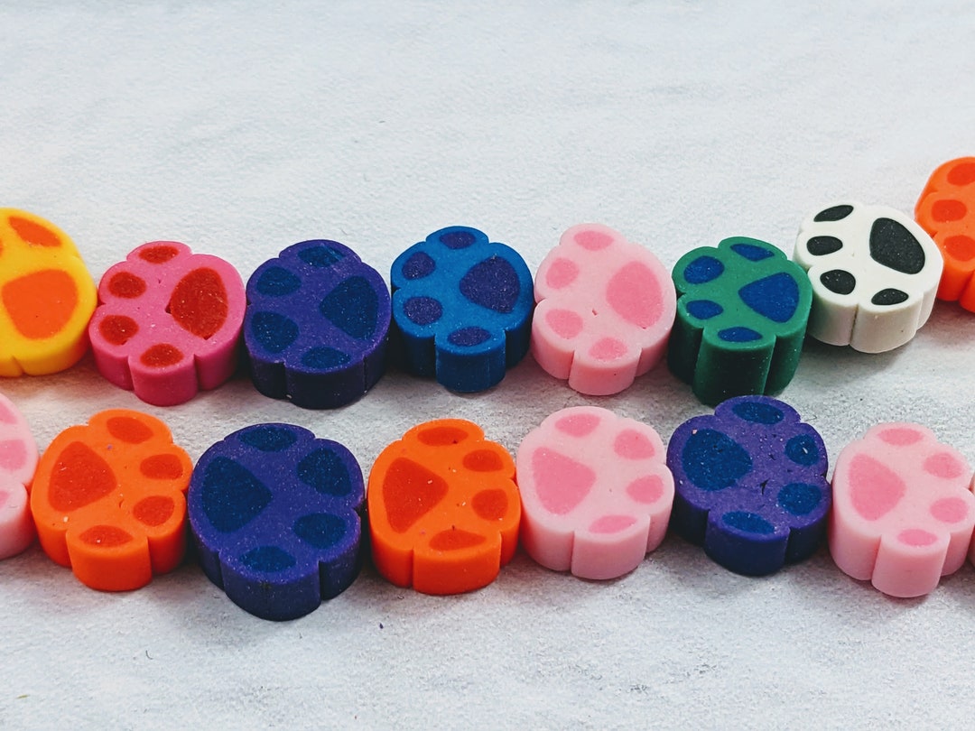 10mm Bright Polymer Clay Dog Paw Beads 1 Strand Double Sided Etsy