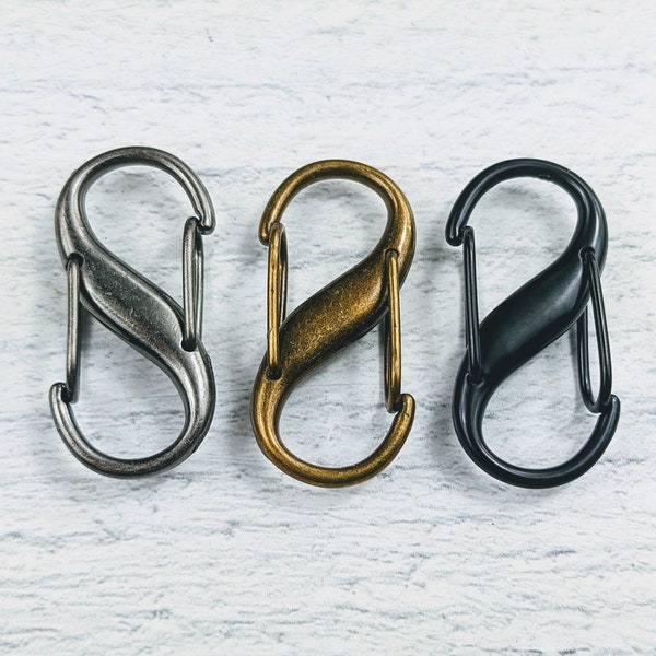 Antique Brass, Matte Gunmetal or Black Nite Double Push Carabiner Clasp, 25x13mm, 2pcs. Closure, Connector, Link