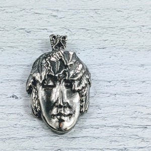 Antique Silver Queen Mab Fairy Pendant, Ornate, 38x20mm