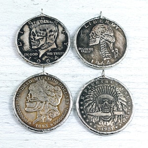 Large Skull and Eagle Solder Coins, 1pc. Replica, Gothic, Washing, Native, Woman, Man, Ethnic, 1pc. 38mm,