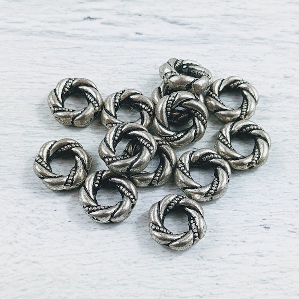 Antique Silver Twisted Ring Connectors, Jump Rings, Links, 11mm, 10pcs. Beads