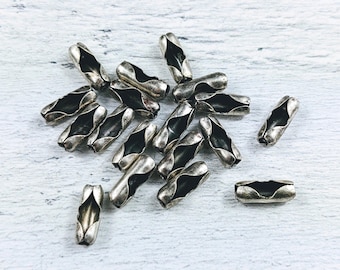 5 conectores de cadena de bolas de plata antigua de 3,2 mm (compatibles con cadenas de 3 mm)