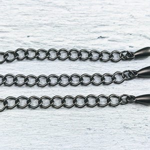 2&quot; Matte Gunmetal Extension Chain, Jewelry Extender Chain, Bracelet, Necklace, Curb, Extender