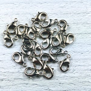 Rhodium Plated Lobster Clasps 12x7mm