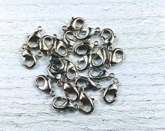 Rhodium Plated Lobster Clasps 12x7mm