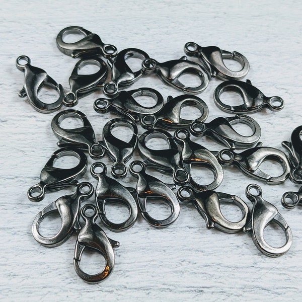 Shiny Gunmetal Lobster Clasps 13x9mm