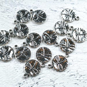 Antique Silver Plated Dragonfly Charms, 15pcs. 19x15mm