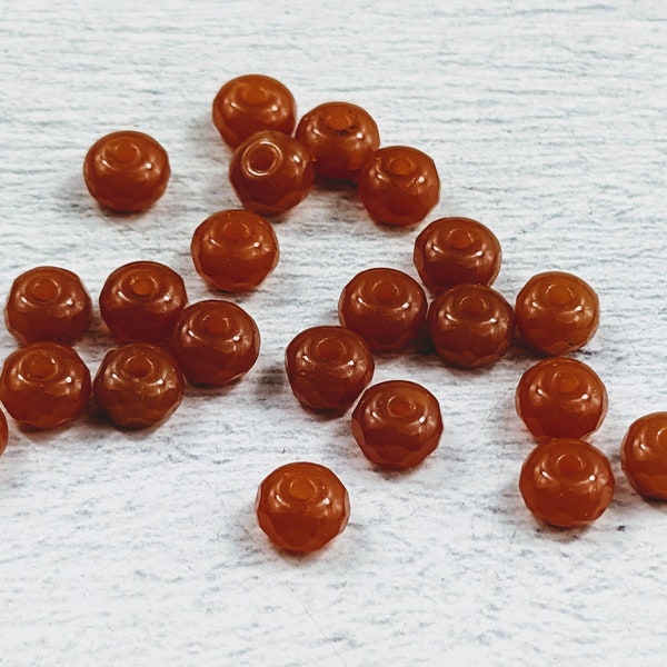 Citrouille opaque tchèque perles de rondelle facettées, 3x5mm, 25pcs,