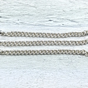 3.25&quot; Silver Plated Extension Chain, Jewelry Extender Chain, Bracelet, Necklace, Curb, Extender