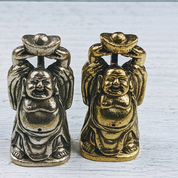Antique Brass or Silver Smiling Buddha Pendant, Deity Pendant, Charm, Ethnic, Spiritual, Namaste, Yoga, Standing Buddha, Laughing Buddha