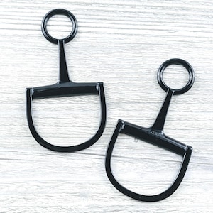 2pcs. Large Black Plated Horse Snaffle Pendant, Connector, Horse Bit, Equestrian, 96x52mm, Western