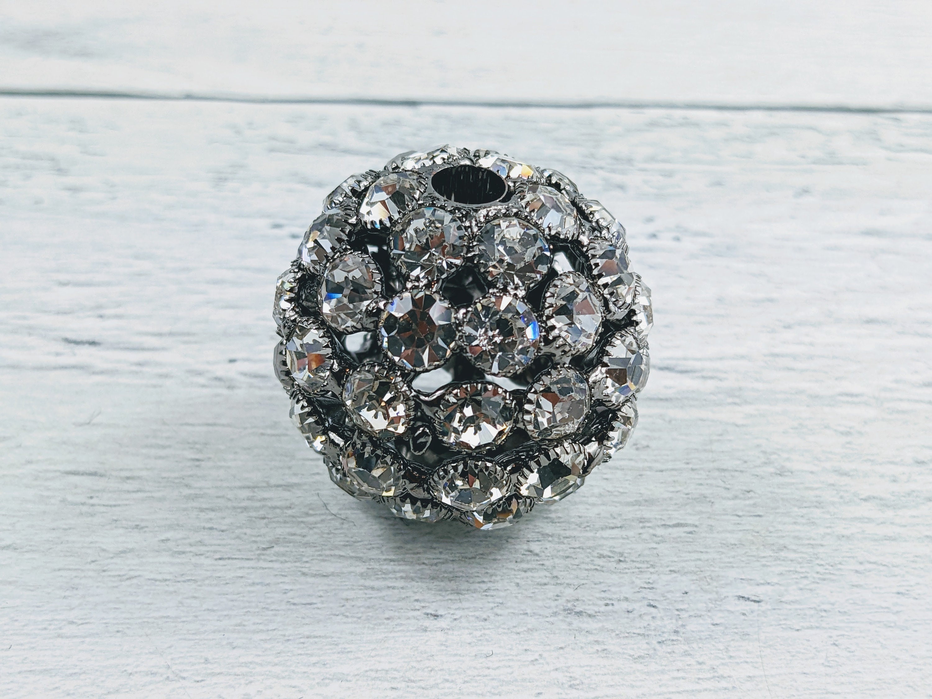 20mm Gunmetal rhinestone bubblegum beads