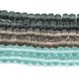 11x8mm Dark Green, Green or Brown Recycled Glass Beads, Disc, 1 Strand, Approx. 48 Beads, Indonesia, Bali