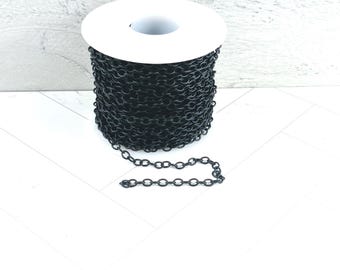 Matte Black Plated 5x4mm Cable Link Chain, Soldered Links, Closed Links