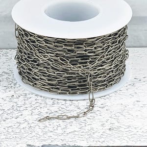 Antique Silver Paperclip Chain, 1.75x6mm