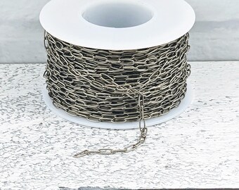 Antique Silver Paperclip Chain, 1.75x6mm