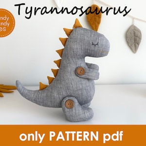 Tyrannosaurus t-rex PDF pattern Dinosaur linen toy sewing pattern realistic stuffed animal soft toy stuffed dinosaur soft toy dinosaur plush