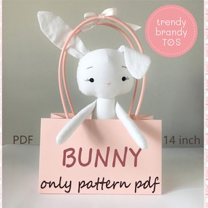 Pattern bunny doll PDF 14 inch stuffed animal rag doll rabbit toy fabric doll pattern soft toy pdf toy textile doll cute plush cloth bunny