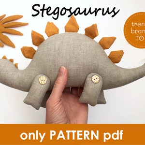 Dinosaurus stuffed animal PDF pattern dinosaur toy sewing pattern pdf soft toy toddler gift for boy realistic animal linen toy stegosaurus