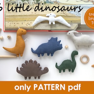 Dinosaur toy pattern pdf Dinosaur nursery sewing pattern Dinosaur play set eco toy Stuffed dinosaur decor kids room decor Linen stuff animal