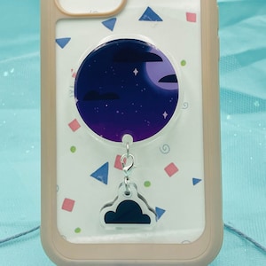 Night sky cute phone grip with cloud charm