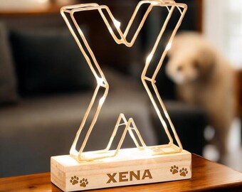 Personalised Pet Initial Light | Paw Print Keepsake Name Plaque