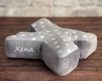 Oreiller personnalisé de lettre de l'alphabet | Coussin pour chambre d'enfant en forme d'étoile