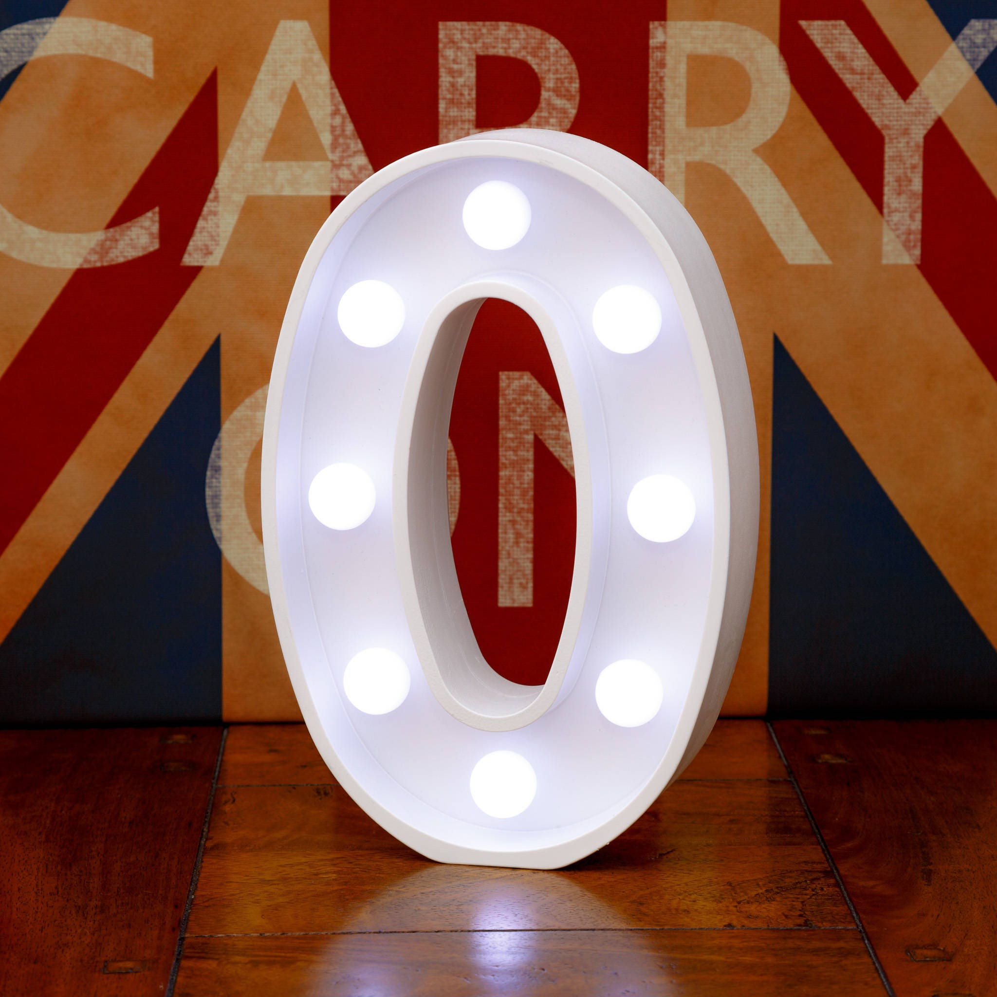 White Wooden Letter Alphabet with LED Light Freestanding Symbols Sign Numbers
