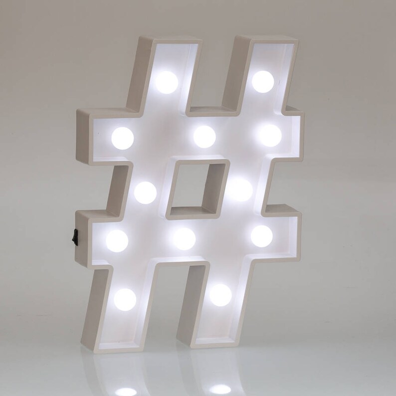 Light Up Hashtag Sign 30cm 12 high Illuminated Etsy