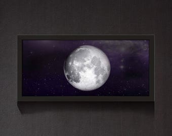 Lámina enmarcada de Luna Llena / Decoración de ciencia ficción para el hogar