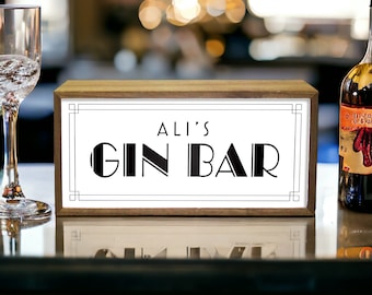 Personalised Light Box Home Gin Bar | Custom Text  Illuminated LED Room Sign | Custom Cocktail Party Bright Lighting | For Bars Man Caves
