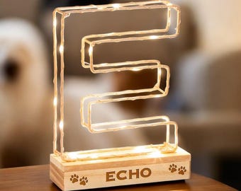 Personalised Pet Paw Print Initial Light | Custom Pet Name Plaque