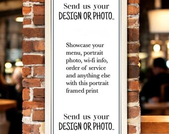 Portrait Framed Print For Menu Wifi Codes | Order Of Service Weddings | Custom Logo