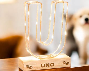 Personalised Pet Initial Light U | Paw Print Name Plaque, Pet Memorial Gift