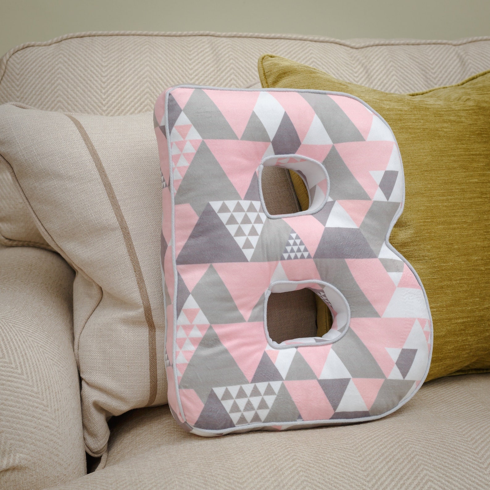 Letter Cushion B Present For Her Pink Letter Pillow B Etsy