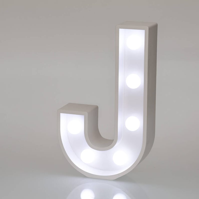 Light Up Letters J Marquee Letters LED Bedside Lamp White Etsy