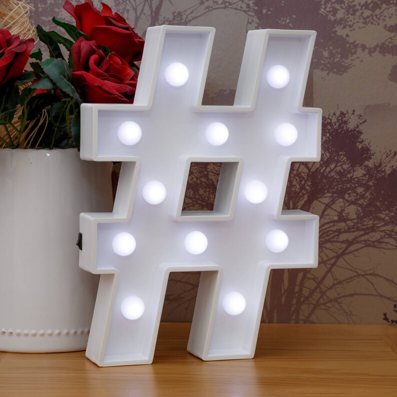 Light Up Hashtag Sign 30cm 12 high Illuminated Etsy
