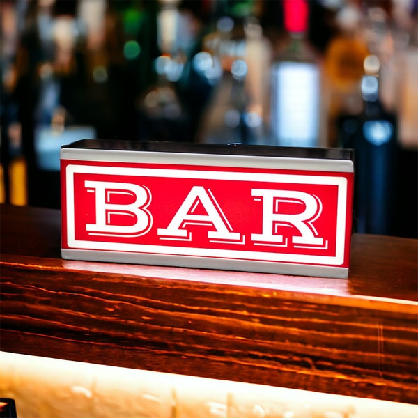 Light Up BAR Sign - Illuminated Bar Sign Light Box - Man Cave Décor Light - LED Light For Home Bar - Home Bar Lighting - Bar Light Box